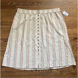 Multicolored stripes linen skirt!